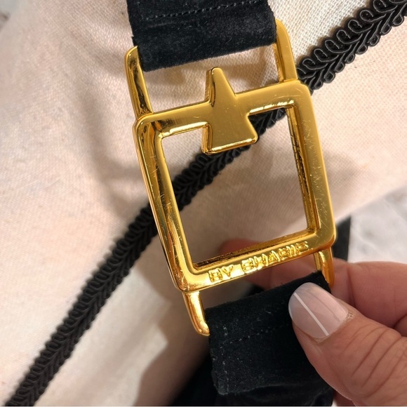 Americana by Sharif Black Suede & Calf Hair flap satchel crossbody Bag - Picture 4 of 11